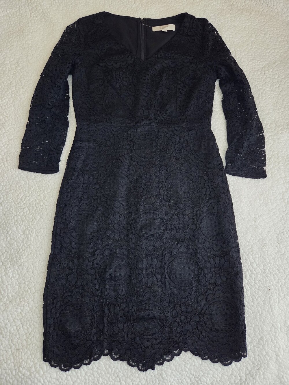 Loft Lace Overlay Black Dress 0